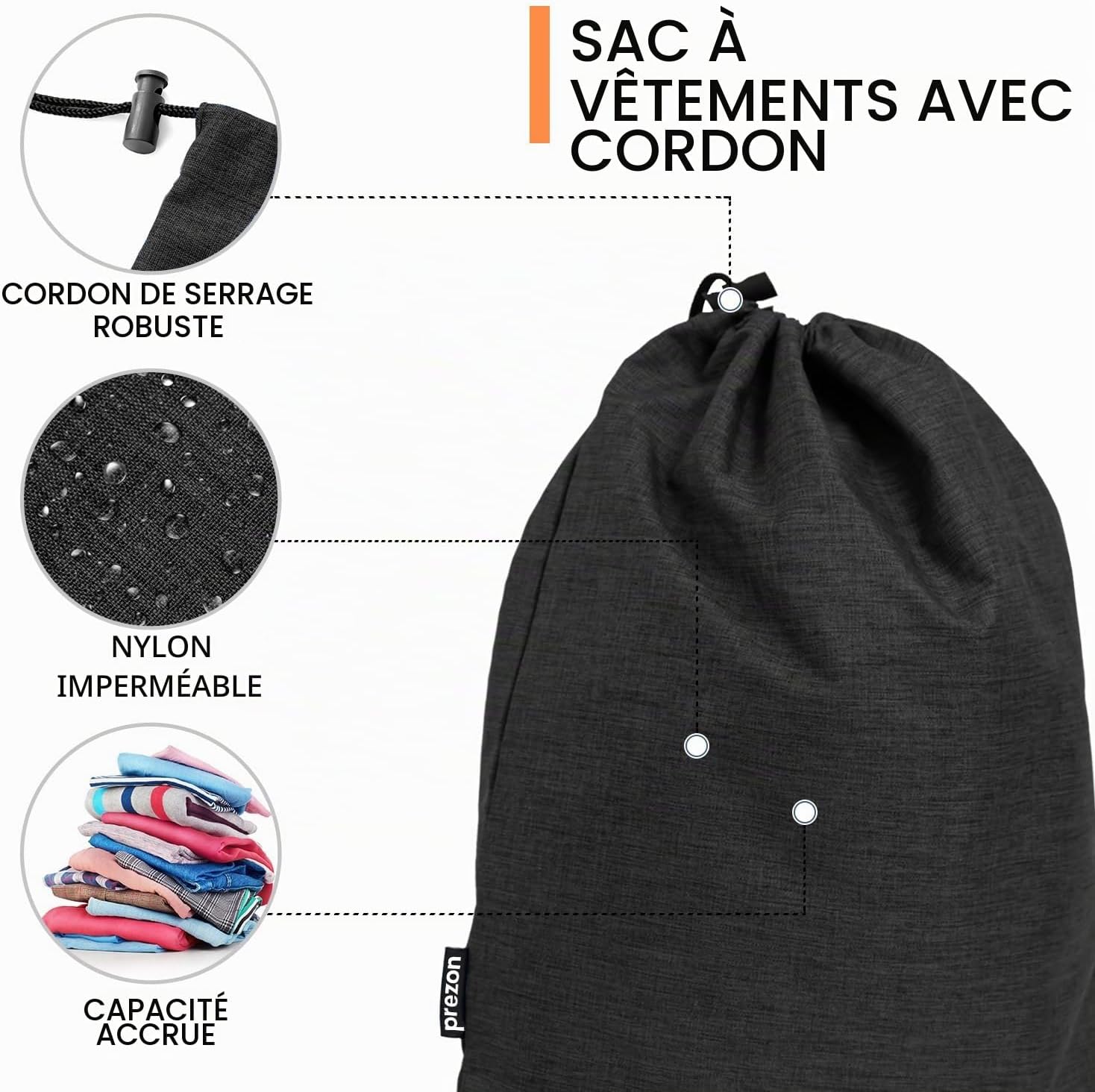 Thumbnail 4 de Prezon Lot de 6 cubes de rangement compressibles – Organisateurs extensibles pour valise, mesh TPU noir