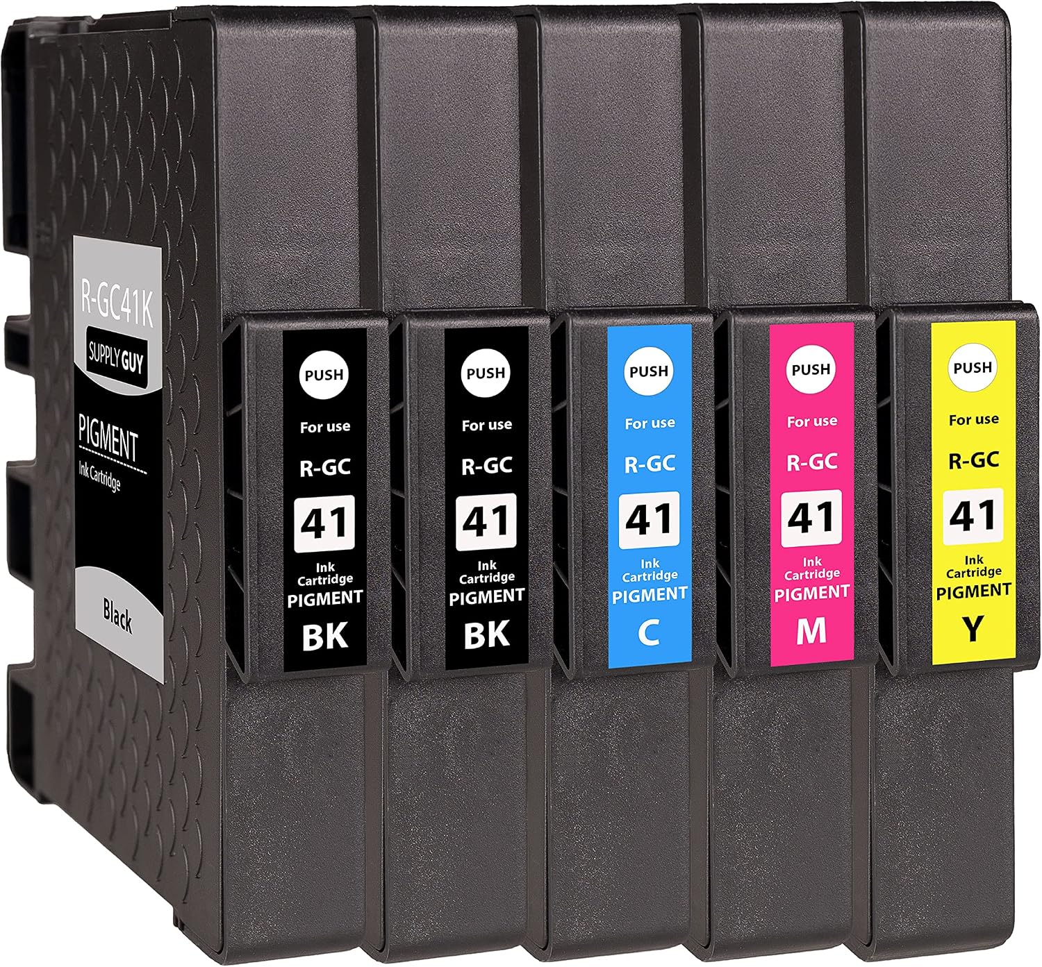 Detalle de Supply Guy 5 Ink Cartridges for Ricoh GC-41 (Black, Cyan, Magenta, Yellow) – Mixed Colour Pack