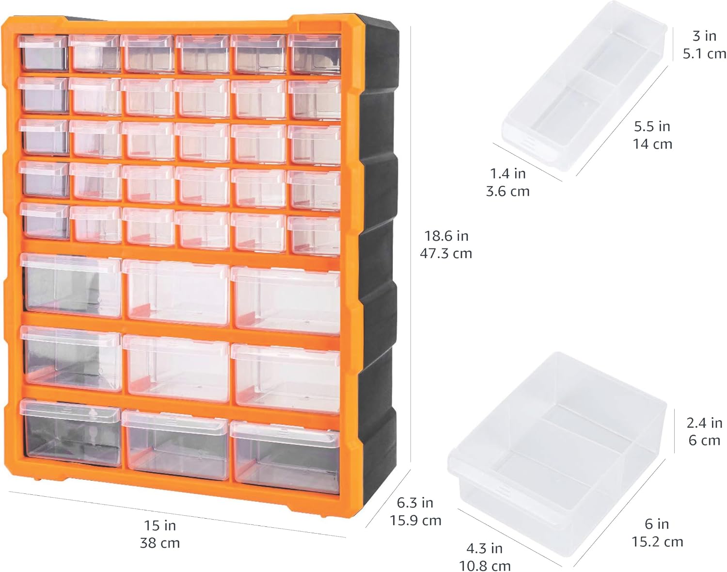 Detalle 2 de Amazon Basics – szafka ścienna z 39 szufladami, czarna, 38 × 15,9 × 47,3 cm