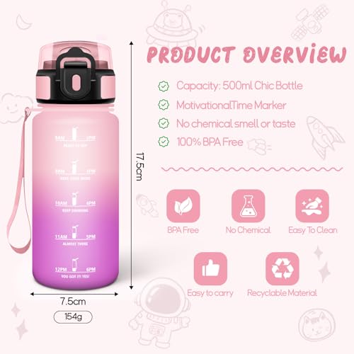 Detalle 2 de HoneyHolly Botella 500 ml con pajita para niños 🚰
