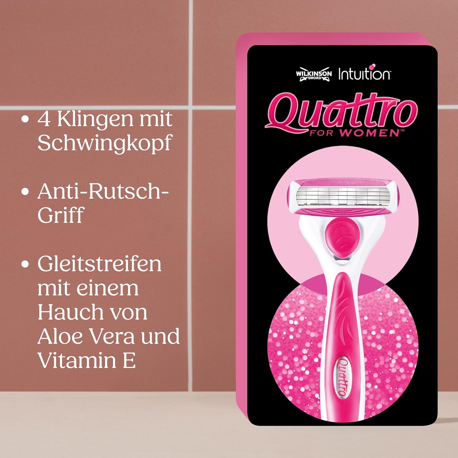 Detalle 2 de Wilkinson Sword Intuition Quattro Smooth Shave – Damenrasierklingen (6 Stück) mit Aloe-Verse