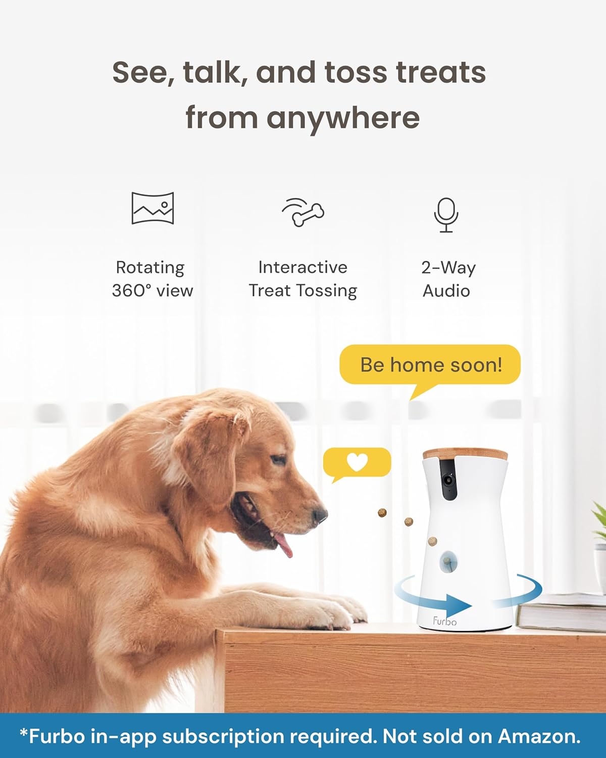 Thumbnail 1 de Furbo 360° Dog Camera with Phone App (Treat Dispenser, 1080p HD, 2-Way Audio) – subscription required