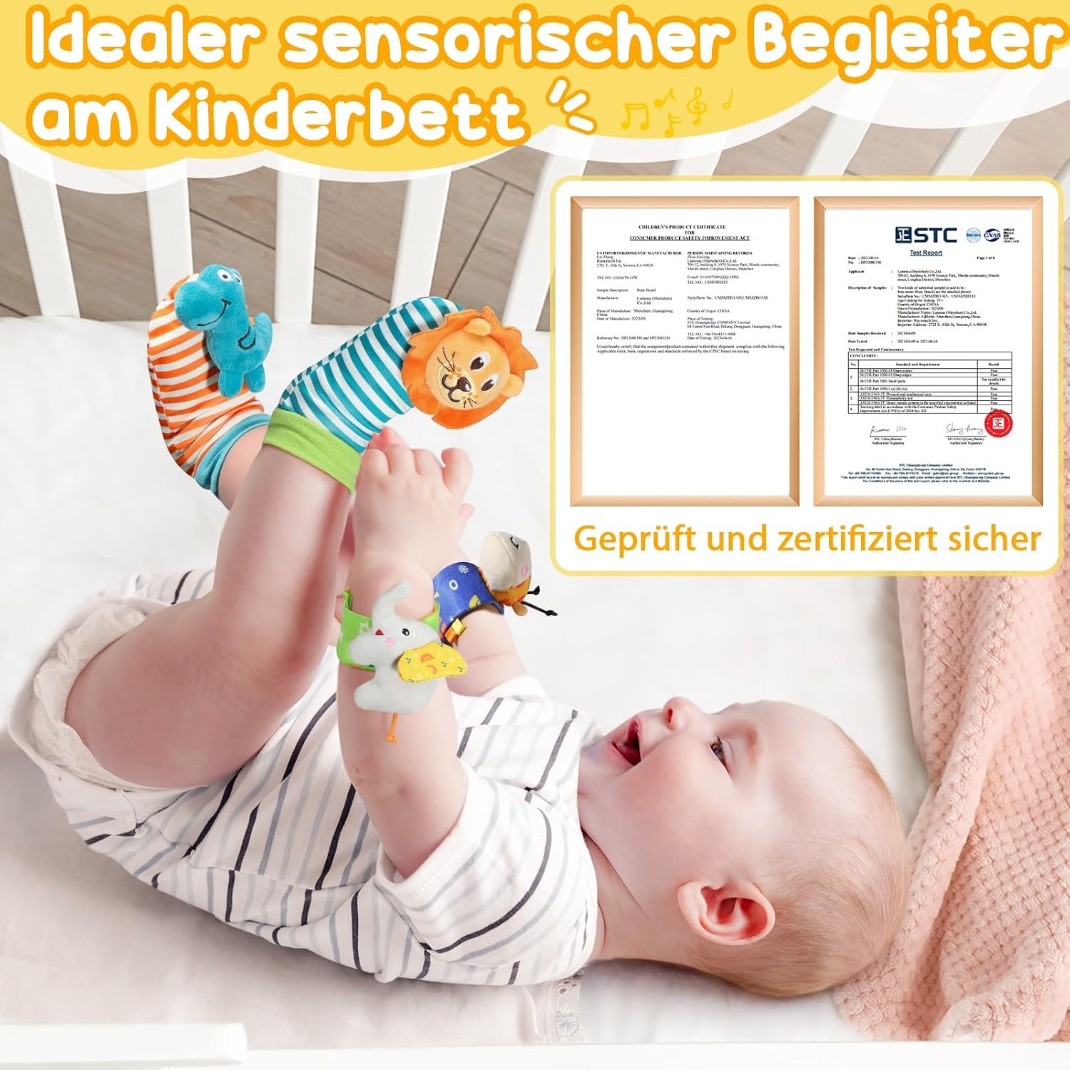 Thumbnail 5 de URMYWO 4Pcs Rassel Baby Socken