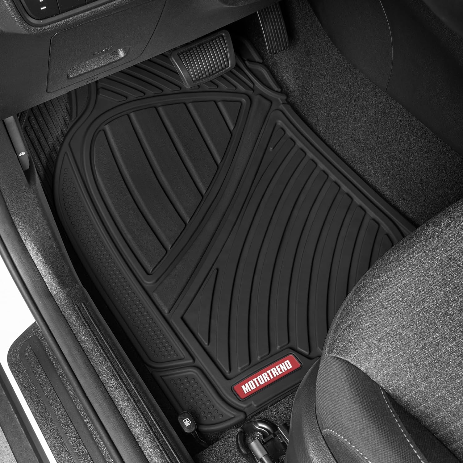 Detalle de Motor Trend FlexTough All Weather Rubber Car Floor Mats — 3 Piece Set (Black)