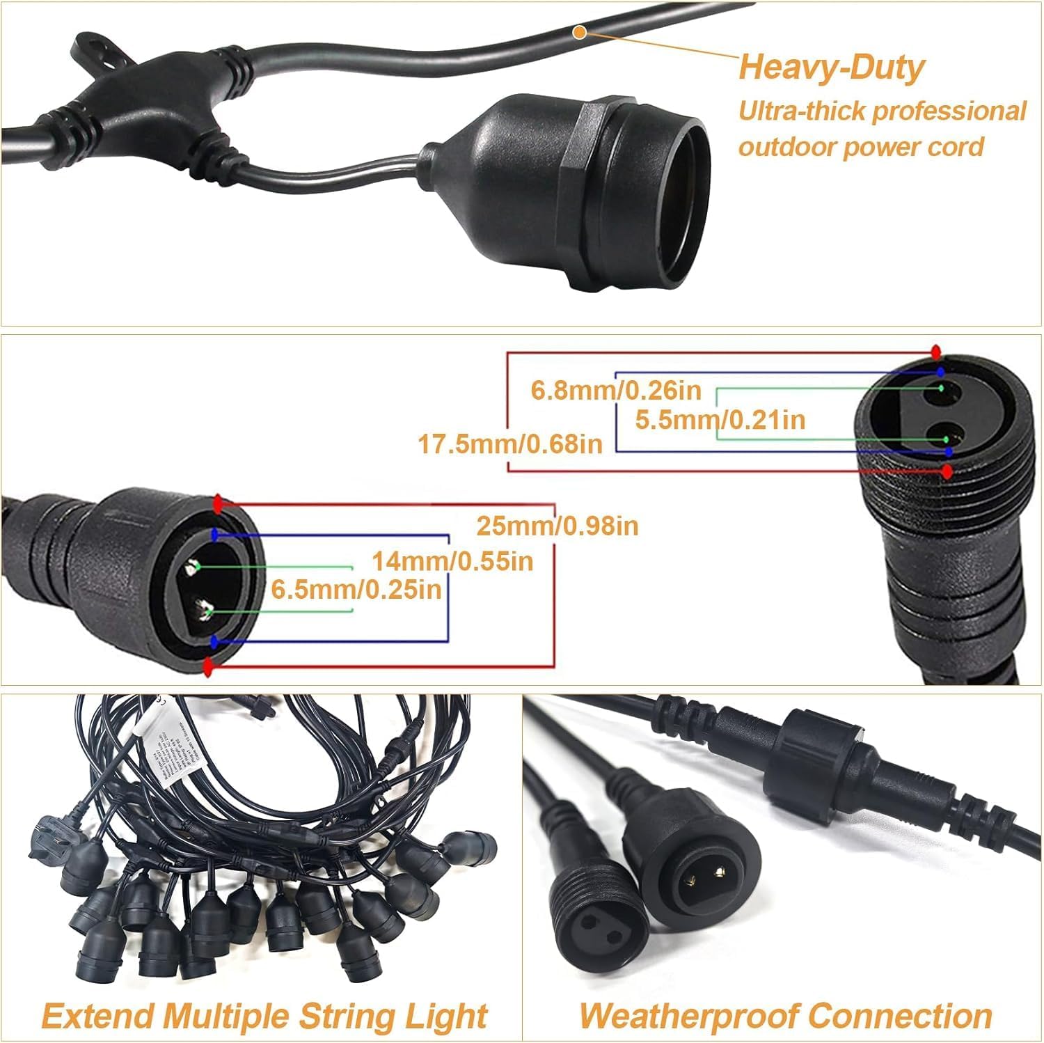 Thumbnail 2 de BRIMAX Outdoor String Lights 49FT heavy-duty waterproof set with 15 E27 sockets