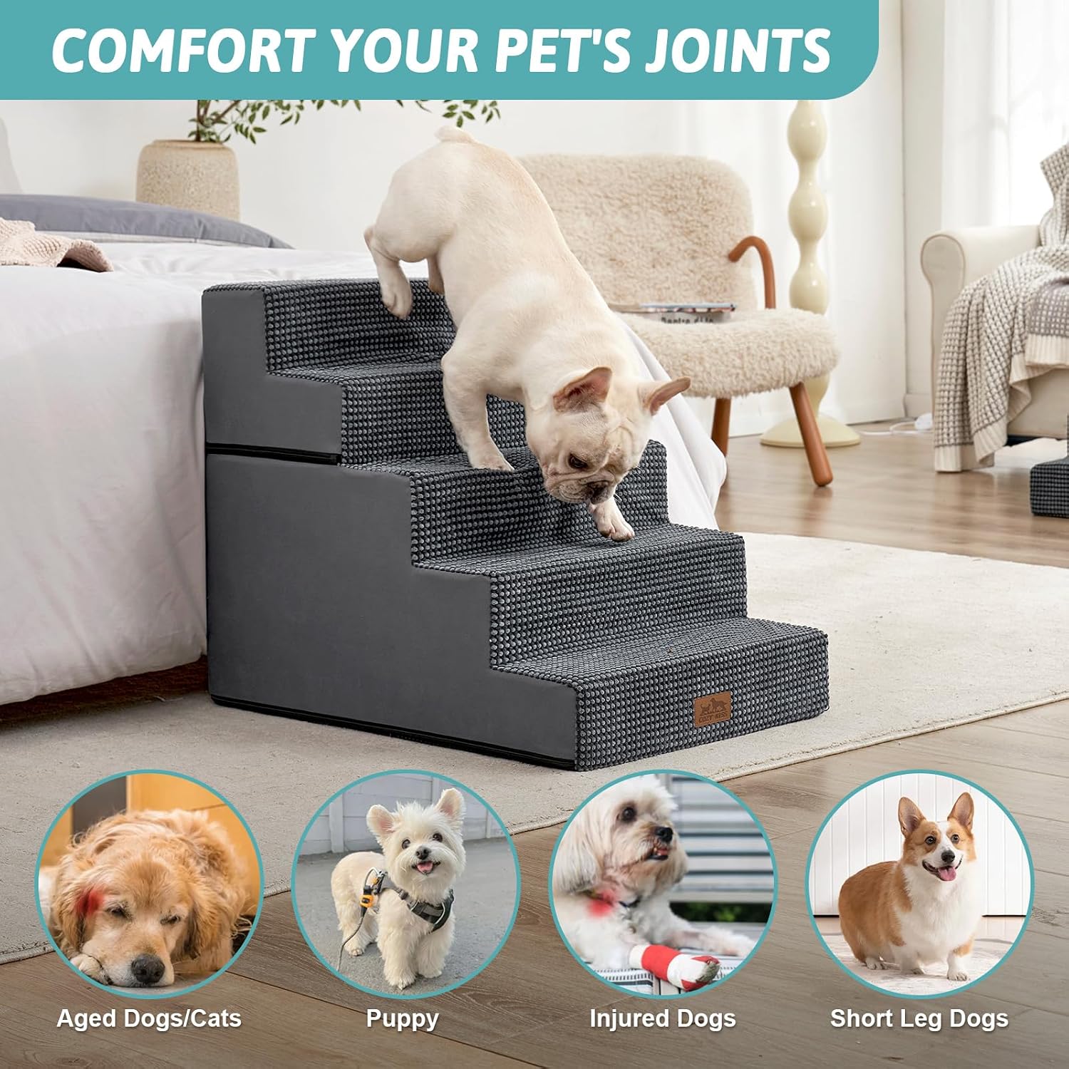 Thumbnail 5 de COZY KISS Wide Dog Stairs for Small Dogs
