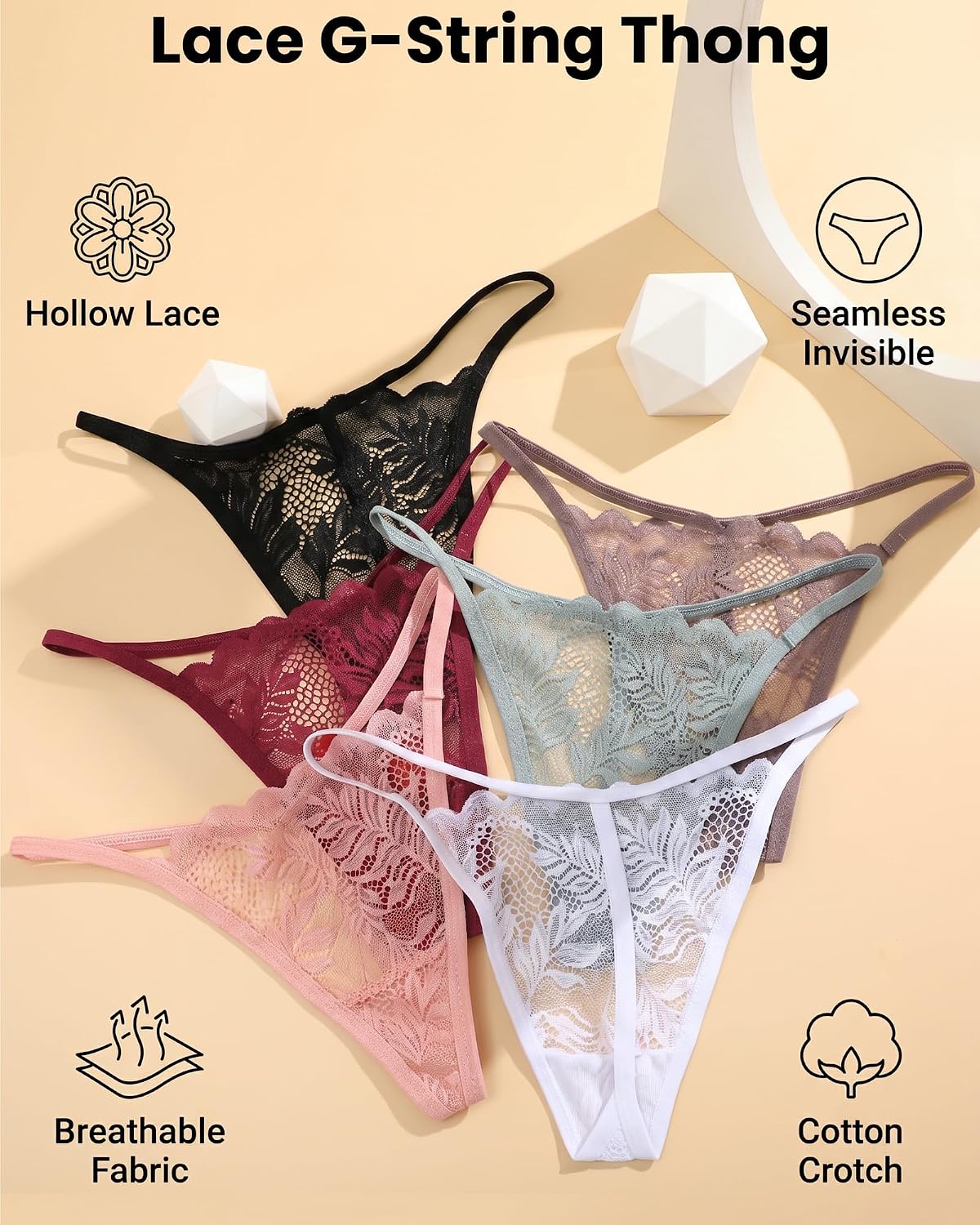 Thumbnail 6 de ALL OF ME Pack de 6 G String Dentelle – Tanga S à XL