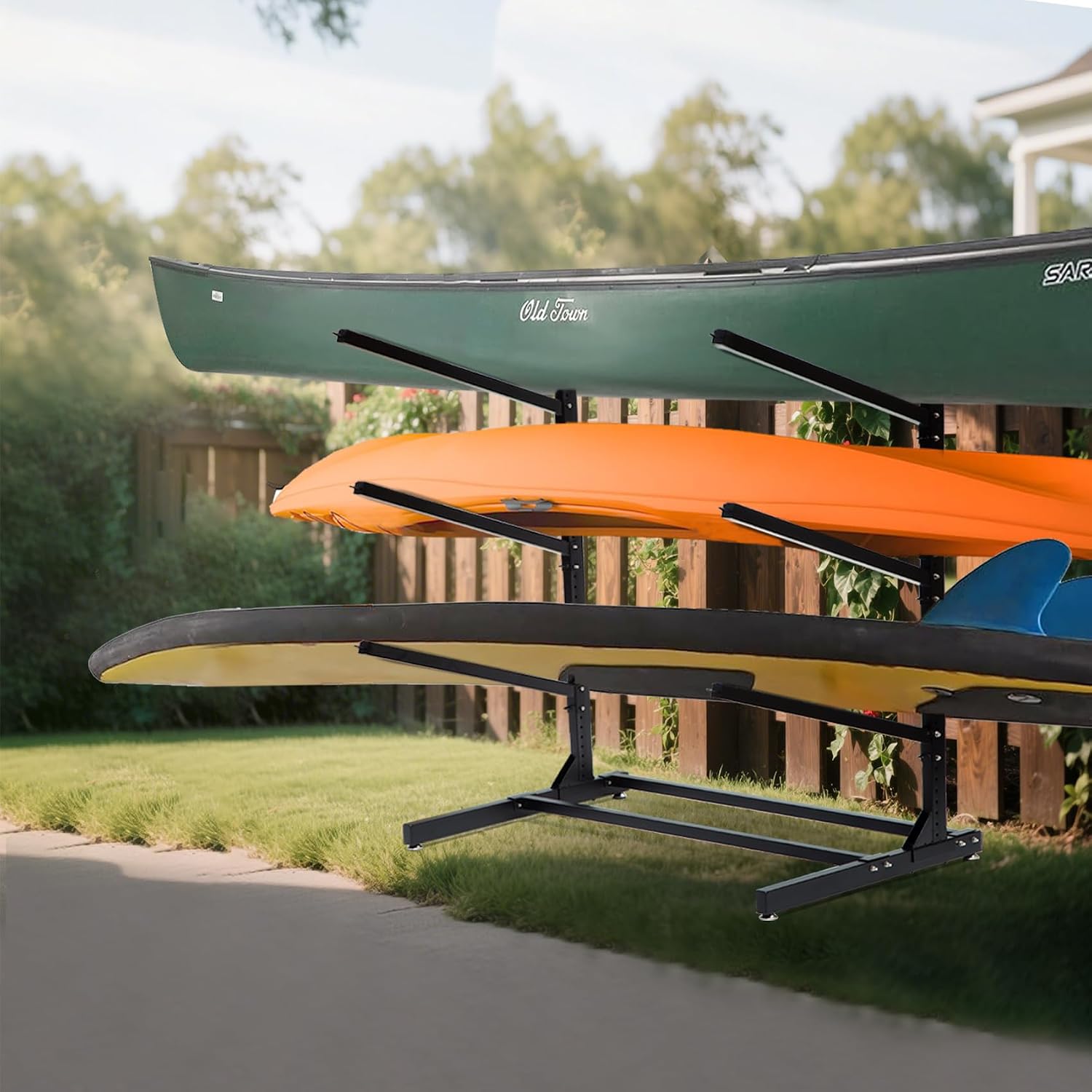 Thumbnail 5 de Taelakeni 3 Layers Kayak Storage Rack, Adjustable Freestanding Steel Stand