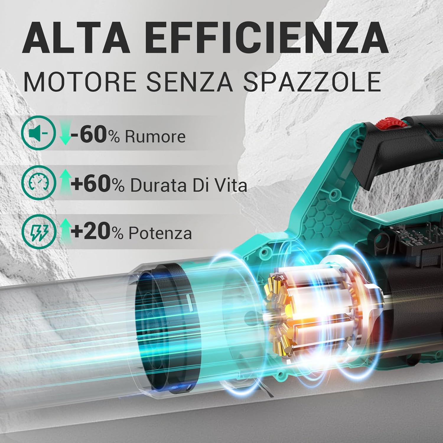 Thumbnail 1 de DCA Soffiatore per foglie a batteria 20V con motore brushless, 820 m³/h e velocità variabile (batteria 4.0Ah inclusa)