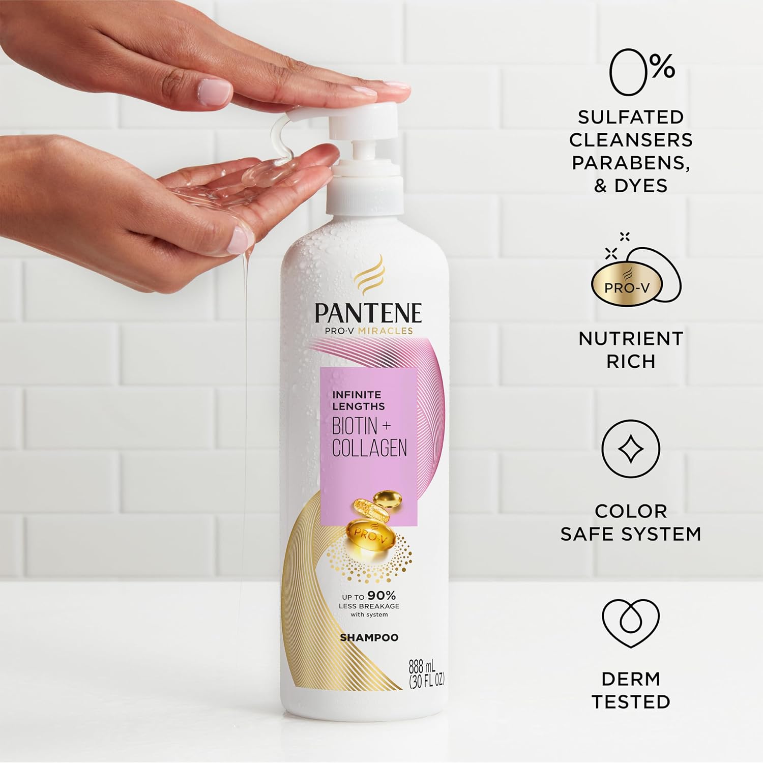Thumbnail 6 de Pantene Infinite Lengths Shampoo 30 fl oz