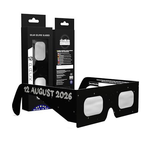 Absolute Eclipse Lunettes Eclipse Solaire 2026 – Pack de 10, ISO 12312-2, CE, Design Swing