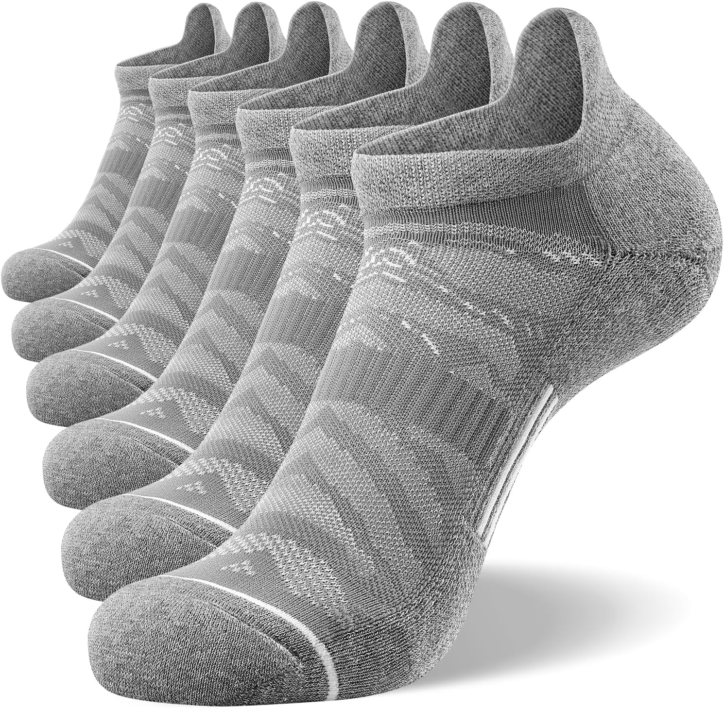 FITRELL Men's 6 Pack Ankle Running Socks – Low Cut Cushioned Athletic Socks (7-9/9-12/12-15)