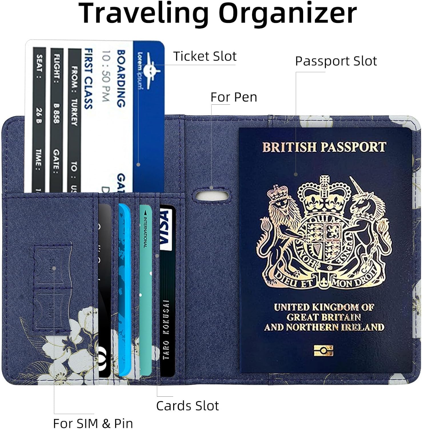 Thumbnail 2 de WALNEW Passport Holder: RFID PU Leather Travel Wallet for 2 Passports and Card Slots