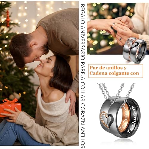 Thumbnail 1 de Gkmamrg San Valentin Regalo aniversario Pareja Collar - Corazón Anillos Colgante para Parejas de Rompecabezas, el Mejor Regalo para ti y tu Amante (Moderno)