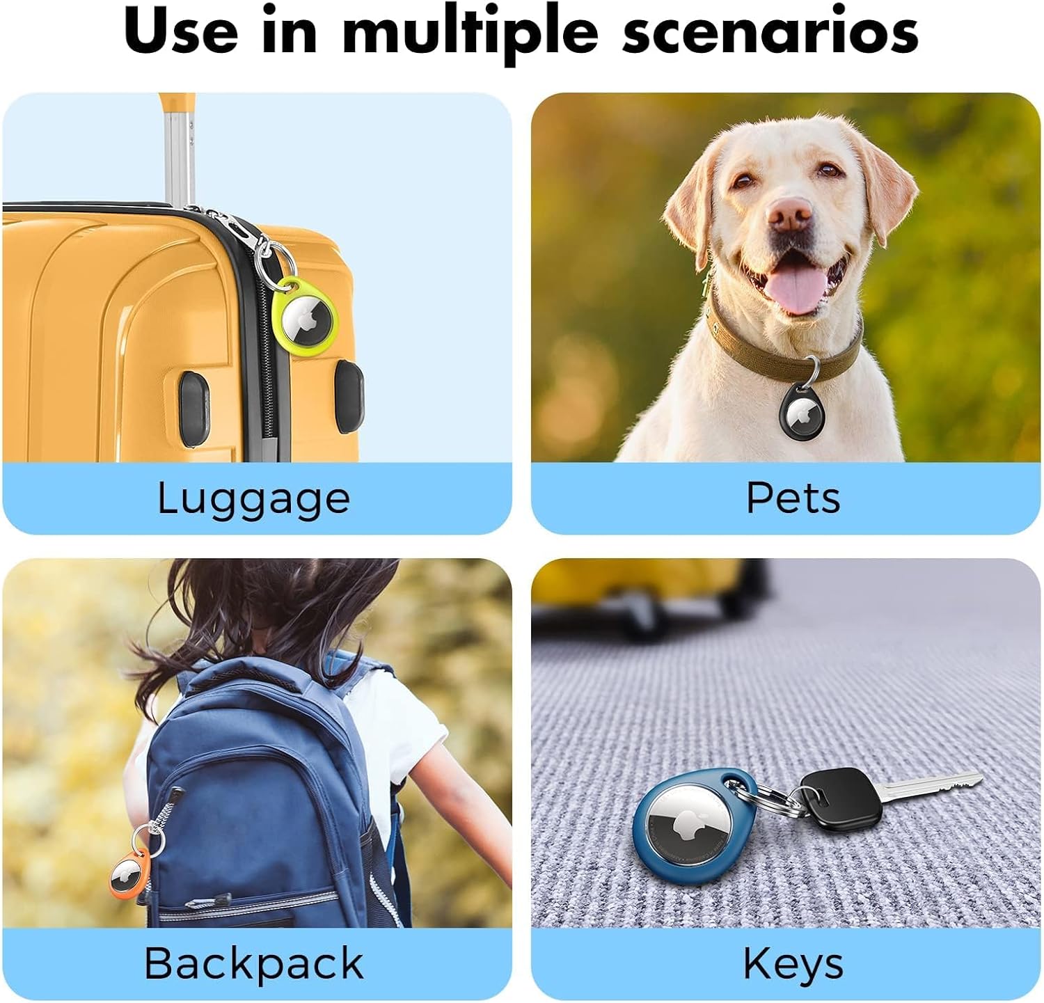 Thumbnail 6 de UNBREAKcable AirTag Holder 4-Pack: Tight Fit, Durable TPU Protection with 304 Stainless Steel Key Ring