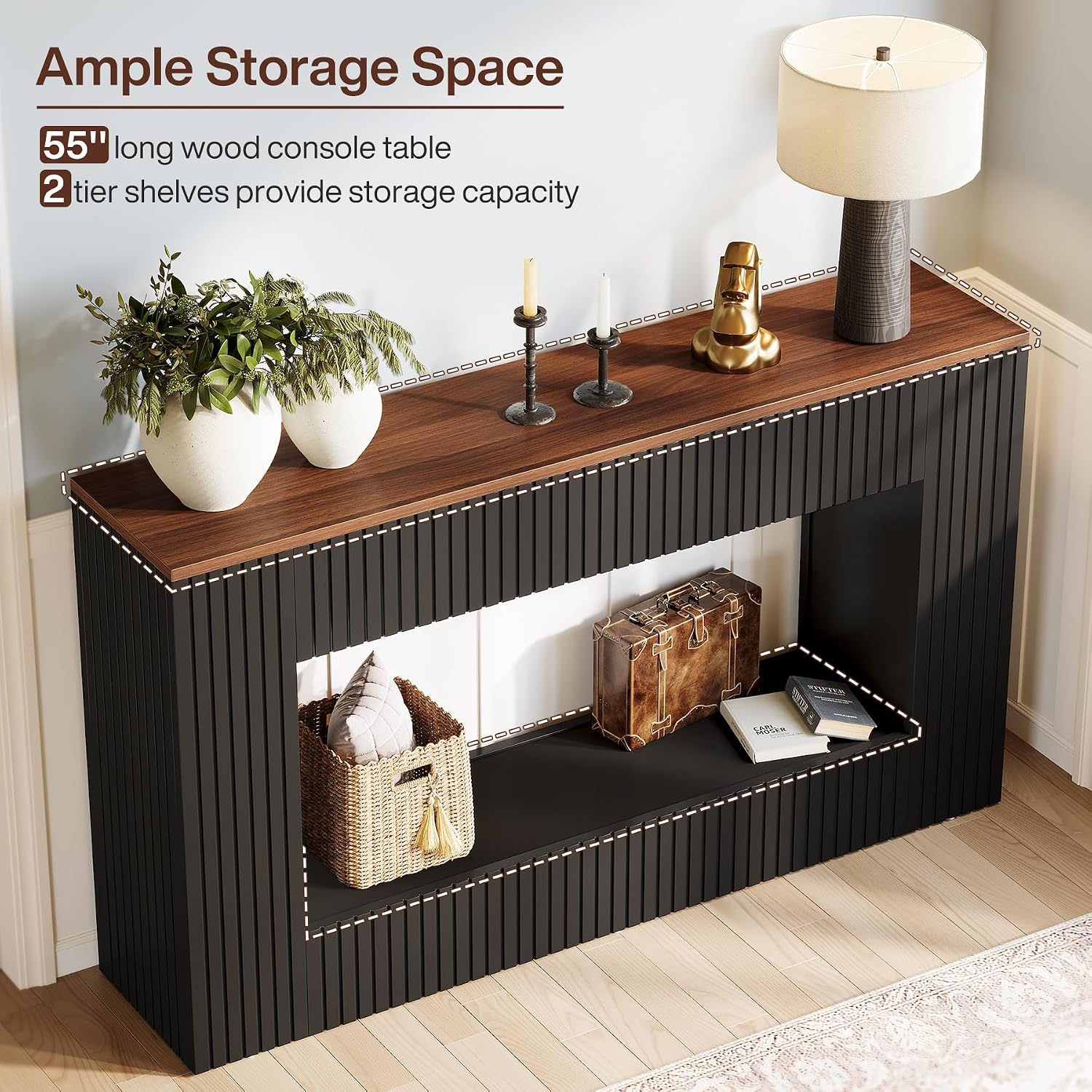 Detalle de Tribesigns J0313 Modern Console Table, 55-Inch, Two-Tier Storage