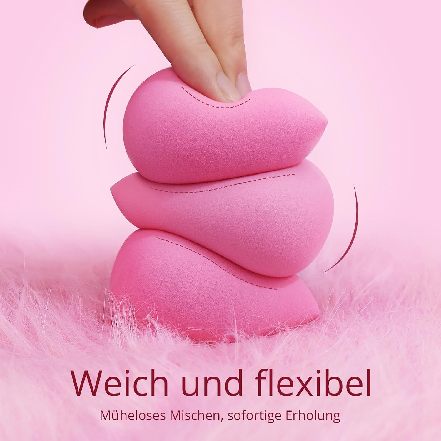 Thumbnail 2 de BEAKEY 6-teiliges Make-up Schwamm-Set für Foundation, BB-Creme & Puder – rosa Beauty Sponge