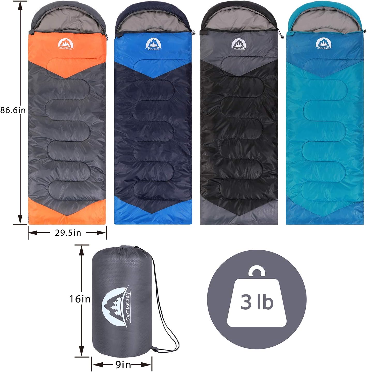 Thumbnail 1 de SWTMERRY Schlafsack für 3–4 Jahreszeiten (5–25 °C) – warm/kühl, leicht für Wandern, Rucksackreisen & Camping