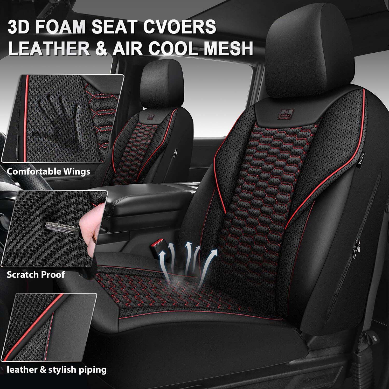 Thumbnail 3 de CAR PASS 3D Foam Mesh Leather Front Seat Covers