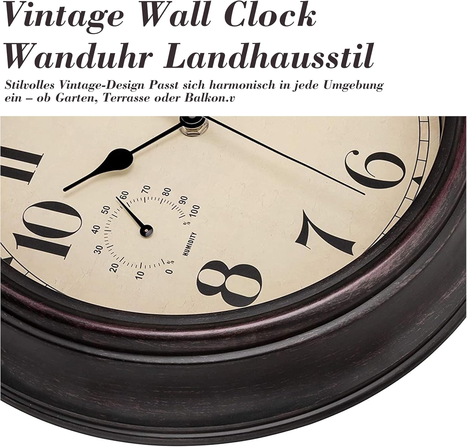 Detalle 2 de Foxtop 3 horloge murale imperméable wandklok, stil en weerbestendig, brons