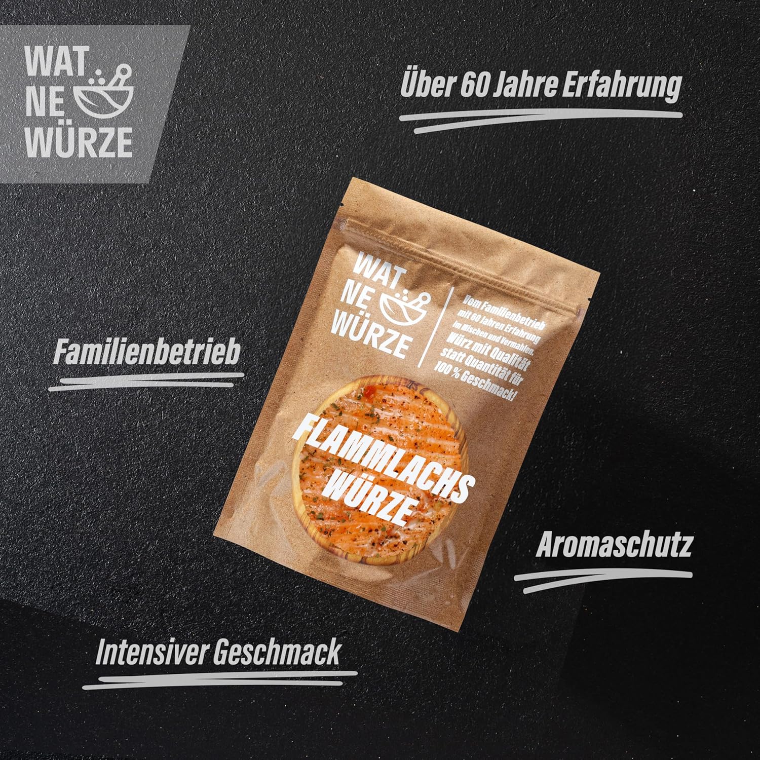 Thumbnail 2 de WAT NE WÜRZE Flammlachs Gewürz 300 g – aromatisches Gewürz für Flammlachs, Fisch, Stremellachs & Steckerlfisch