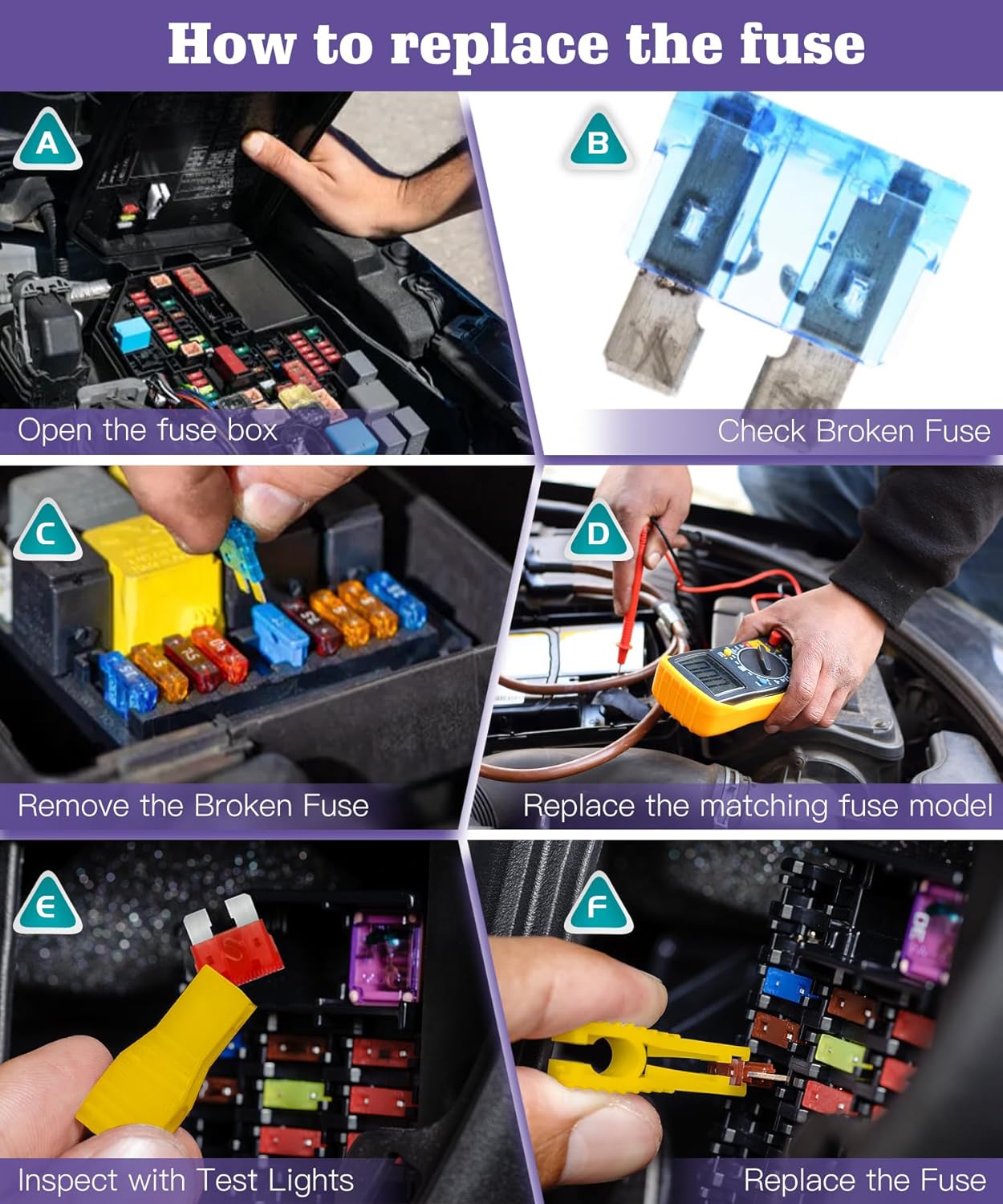 Thumbnail 4 de 165 Pcs Car Fuses Kit – Mini & Standard Blade Fuses (2A–40A) with Storage Case & Fuse Puller