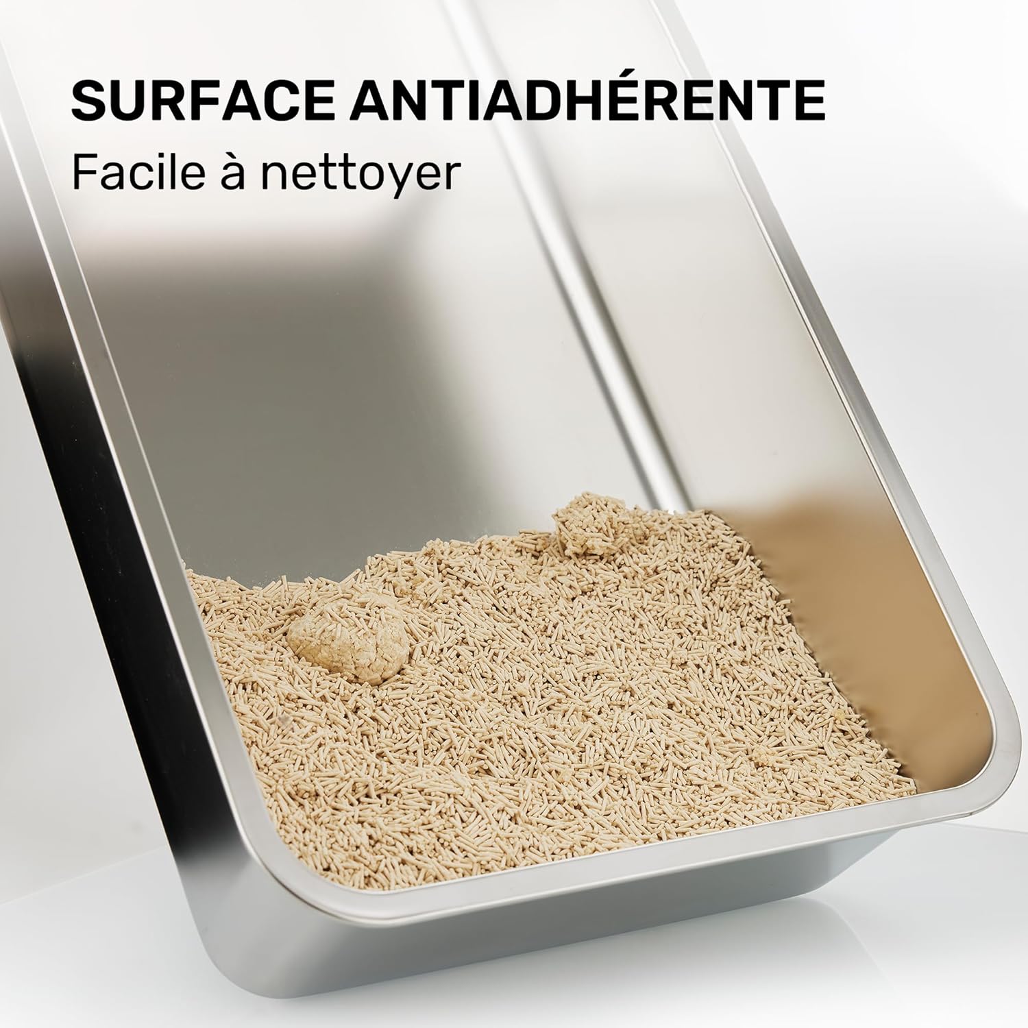 Thumbnail 2 de FUKUMARU Bac à litière fermé extra-large en acier inoxydable avec couvercle