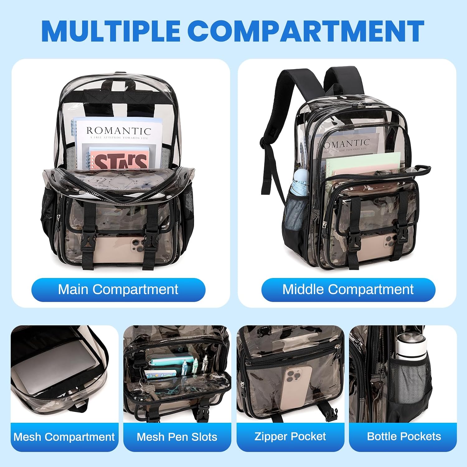 Thumbnail 6 de QIXIHU Large Clear Stadium Backpack 1