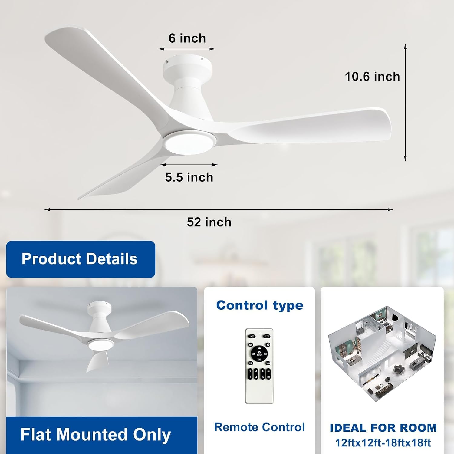 Detalle de Depuley ceiling fan 52-inch