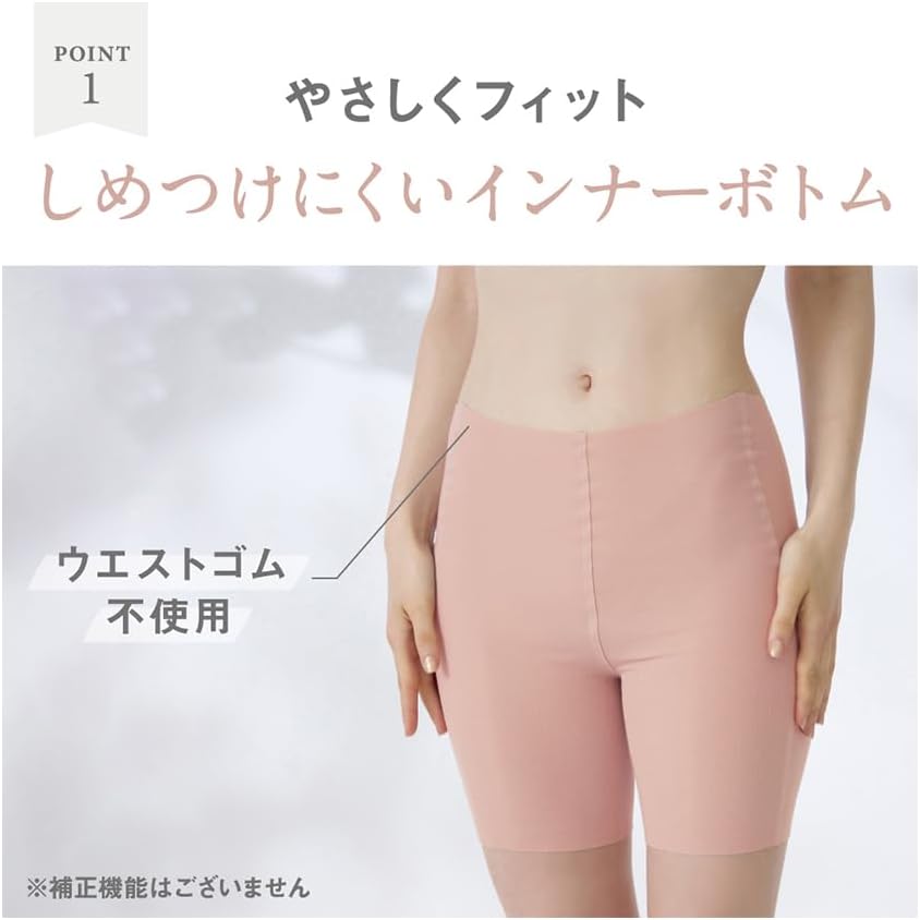 Detalle de GUNZE キレイラボ Fitte KB2063B 3分丈ボトム 無縫製・オーガニックコットン混