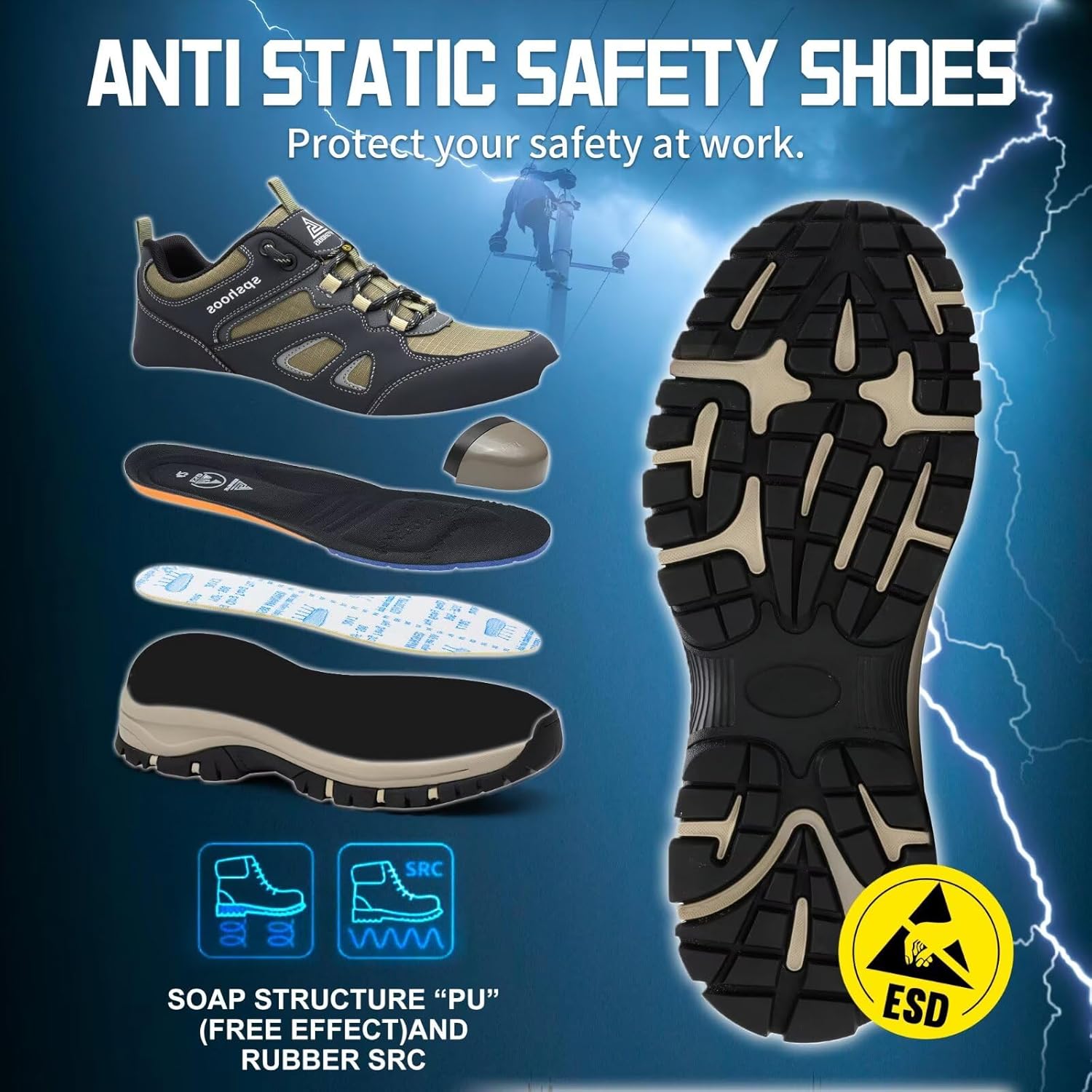 Thumbnail 2 de Scarpe antinfortunistiche S1P Livello di sicurezza S1PL ESD con punta in acciaio, antiscivolo e suola antistatica