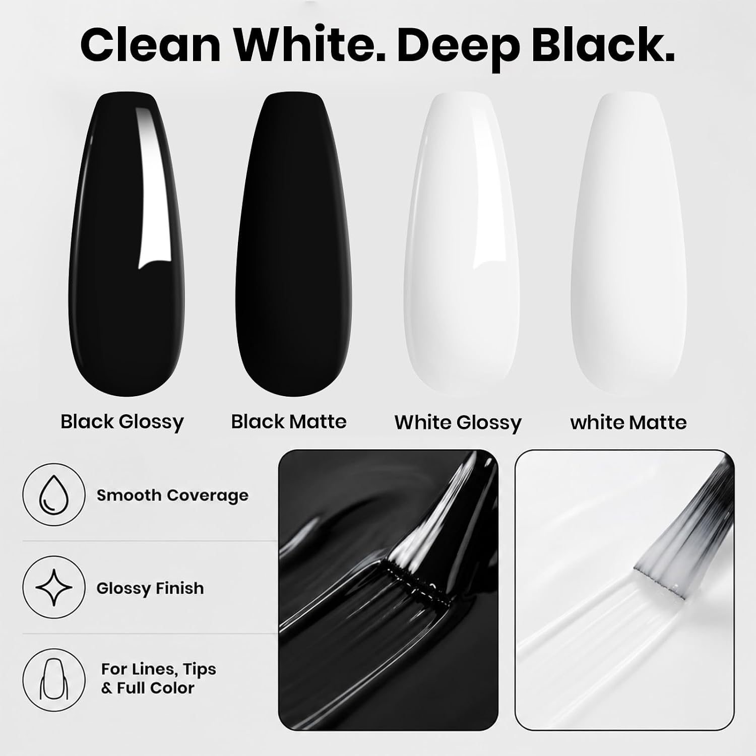 Thumbnail 5 de Beetles Black White Gel Polish Set (2 Pack, 15ml) for French Nails & DIY LED Manicures