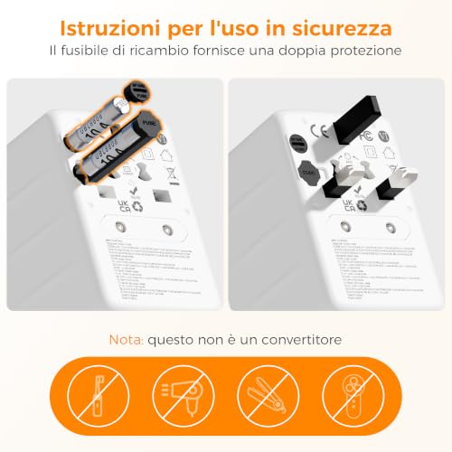 Detalle 1 de TESSAN adattatore universale da viaggio GaN 65 W con 2 USB-A e 2 USB-C