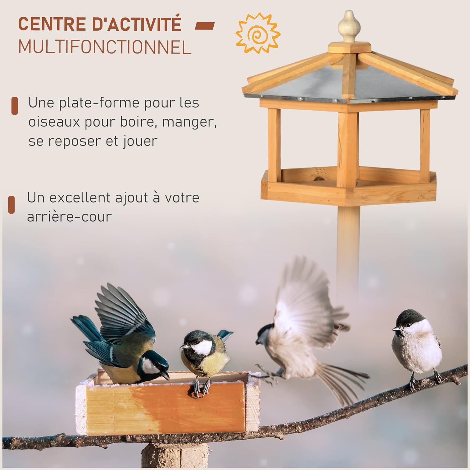 Thumbnail 4 de HOMCOM Mangeoire pour oiseaux 113 cm