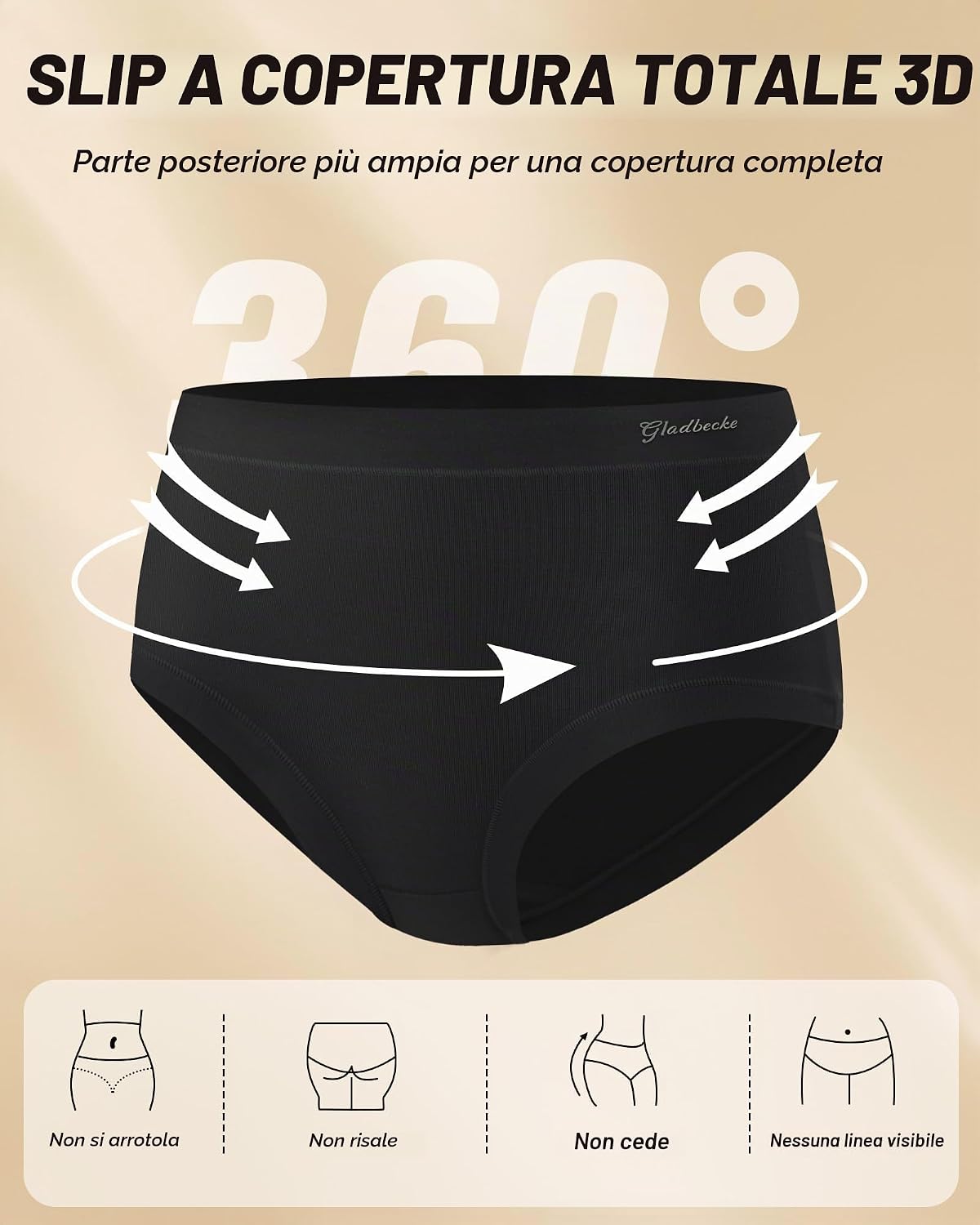 Detalle de Gladbecke mutande da donna in bambù (confezione da 5) morbide e traspiranti, senza etichette