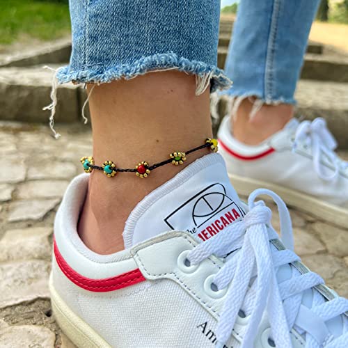 Detalle de Made by Nami Fußkettchen – Boho Ethno bunt Fußkette, Goa-Orientalisch, handgemacht