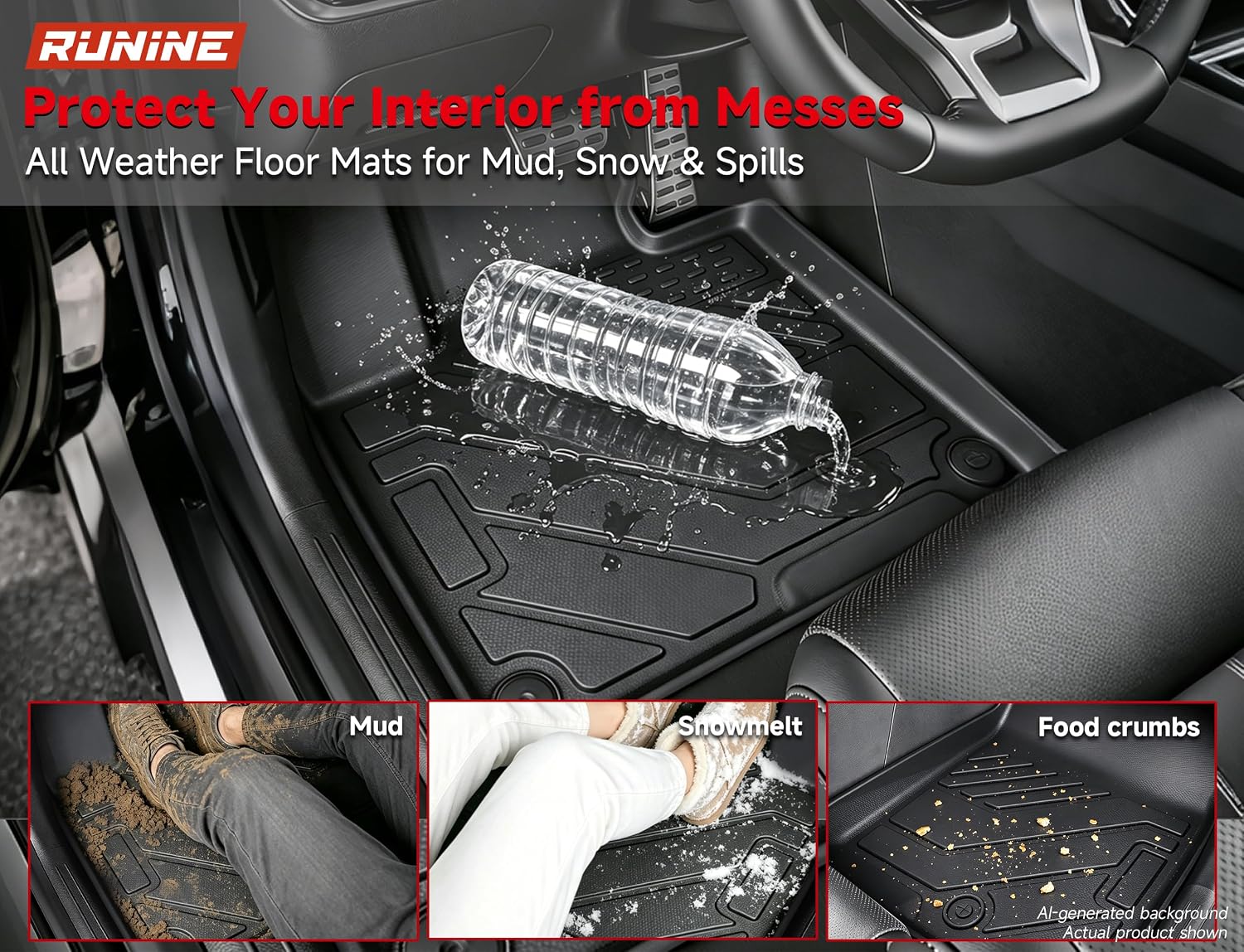 Thumbnail 3 de Runine Custom Floor Mats for Kia Sportage 2023–2026 (Not for Hybrid) — All-Weather Protection Set
