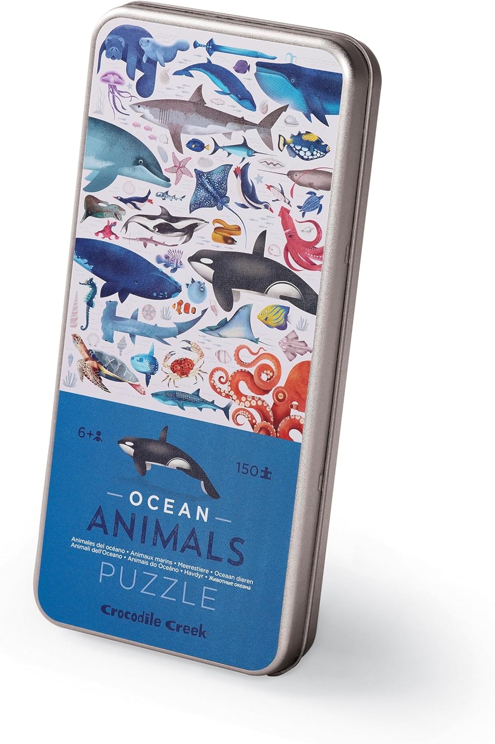 Detalle de Crocodile Creek Ocean Animals Puzzle – 150 Pieces in Tin