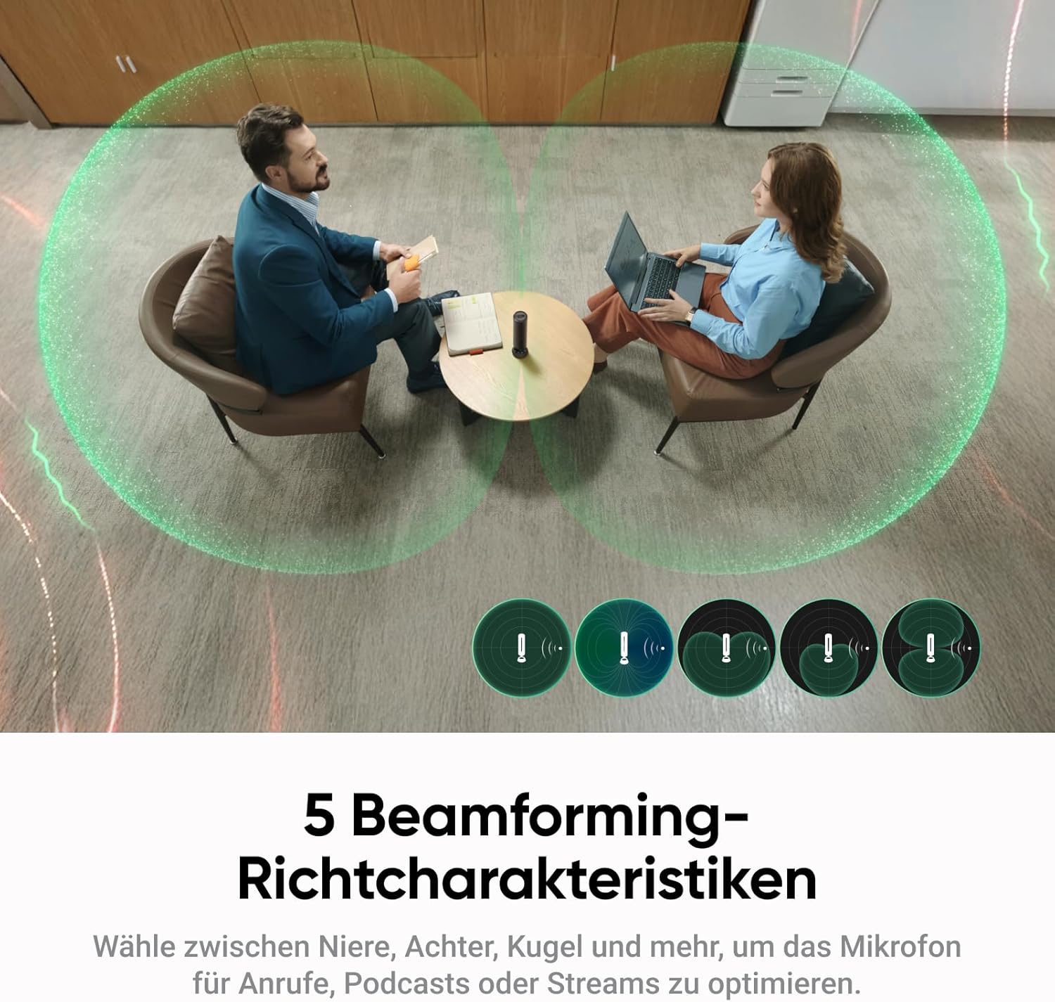 Thumbnail 5 de Insta360 Wave Graphitschwarz – KI-Freisprecheinrichtung mit 8 Richtmikrofonen und Transkriptfunktion