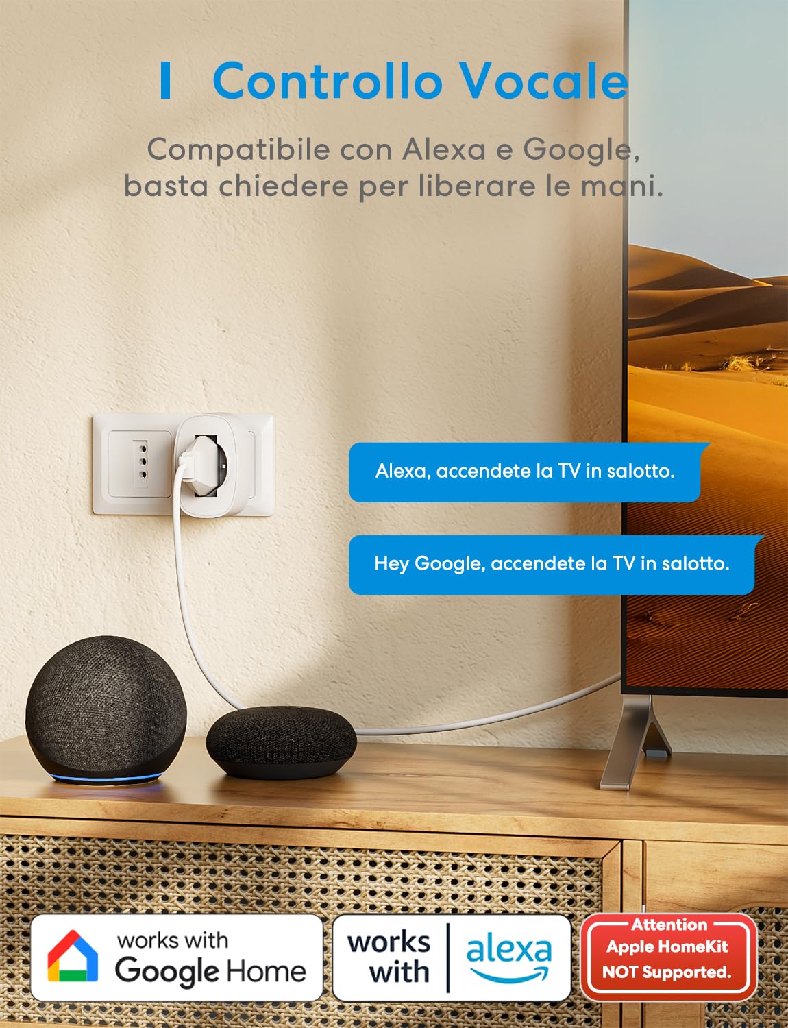 Thumbnail 2 de Meross Presa Smart Italiana WiFi 16A (Type C/F/L) con Monitoraggio Consumi