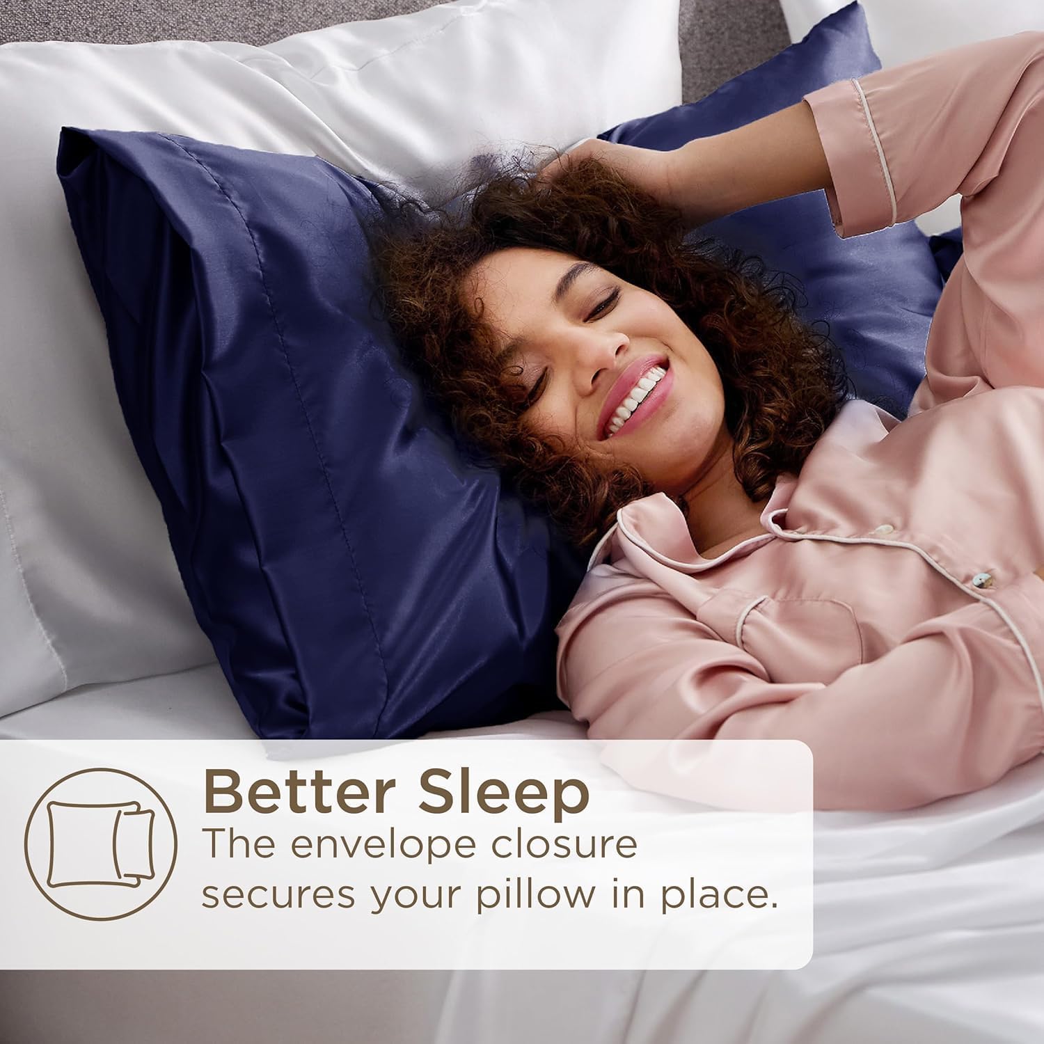 Thumbnail 3 de Bedsure Satin Pillowcase for Hair 50x75 Navy