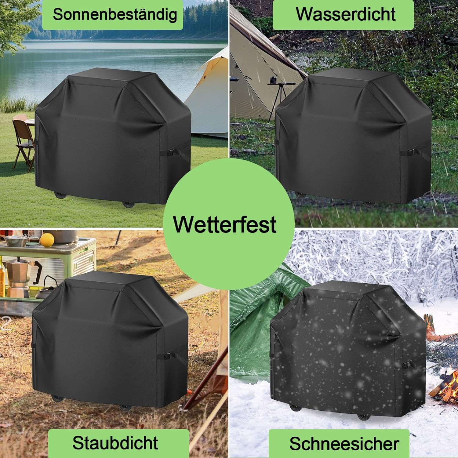 Thumbnail 2 de Newbob Große Grillabdeckung wetterfest (420D Oxford, wasserdicht) für Außenbereich – 117x61x117 cm