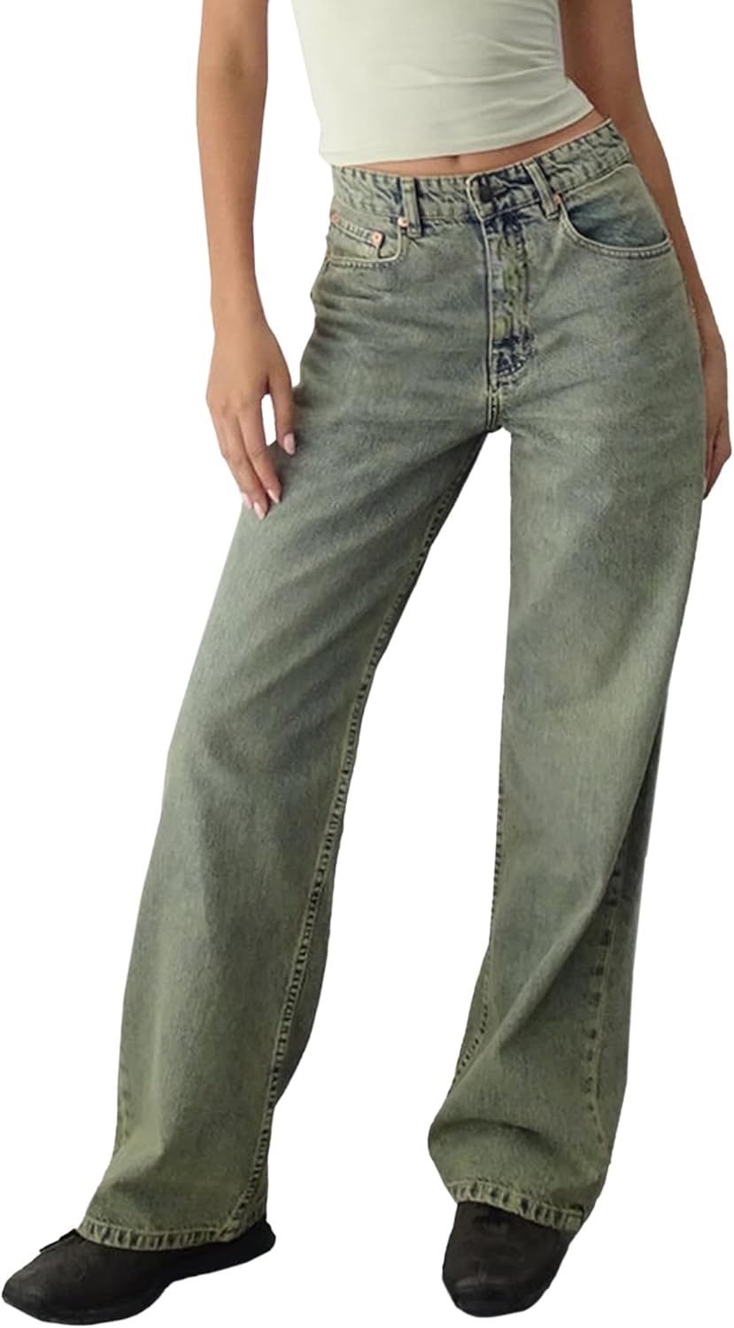 Thumbnail 6 de EMMIOL Women Baggy Jeans Mid-Low Waist Boyfriend Streetwear Vintage Jeans Wide Leg Denim Pants