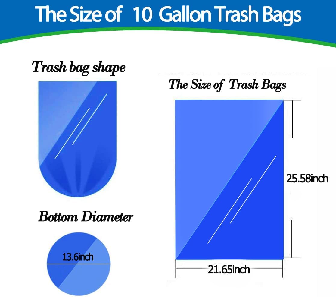 Detalle de 10 Gallon 60pcs Medium Clear Trash Bags (10G60-Clear) — Strong, Leak-Proof Bin Liners for Home or Office