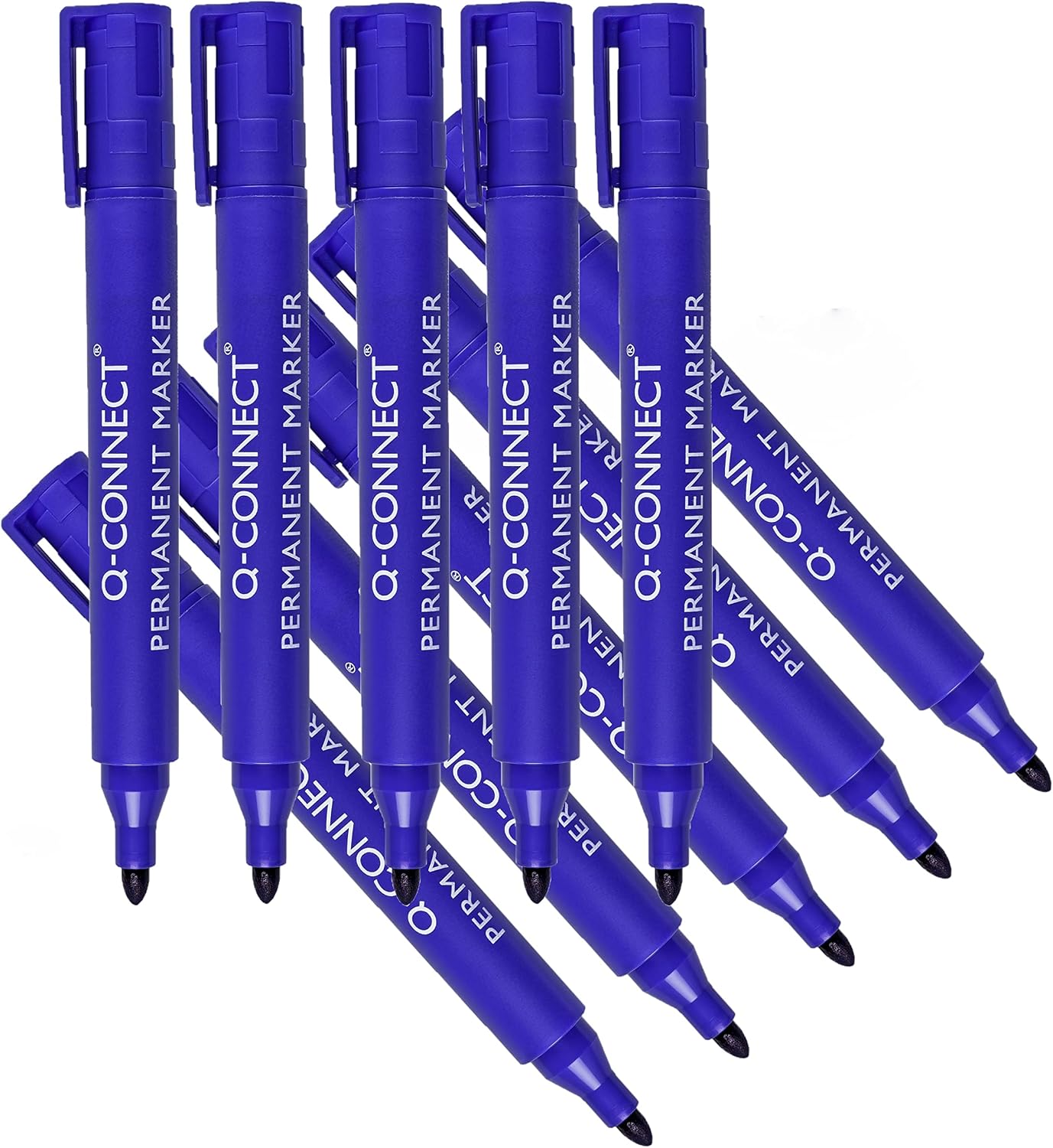 Detalle 1 de Q-Connect Bullet Tip permanentpenna, svart, vattenfast bläck, 10-pack