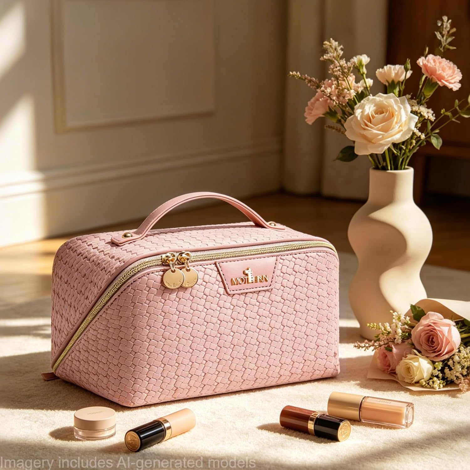 Detalle 2 de MOT HINN Makeup Travel Bag Set, Pink