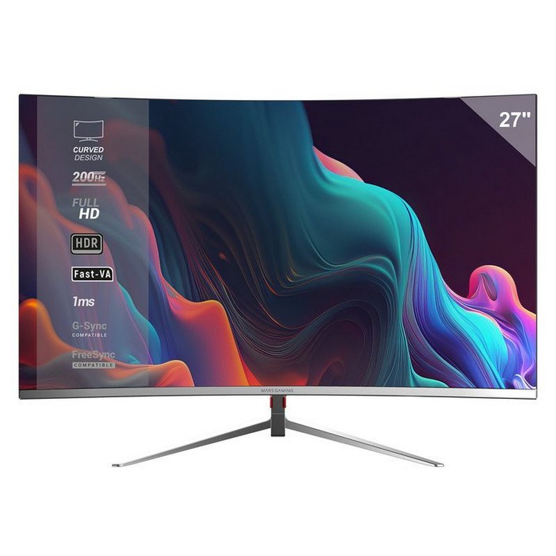 Detalle de Mars Gaming MV-27C: Monitor Curvo 27" FHD 200 Hz con HDR10 y FreeSync/G-Sync
