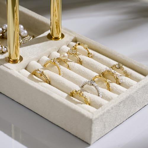 Thumbnail 5 de Josmimic 2 Tier Bracelet Holder Display – Detachable T Bar in Beige Velvet