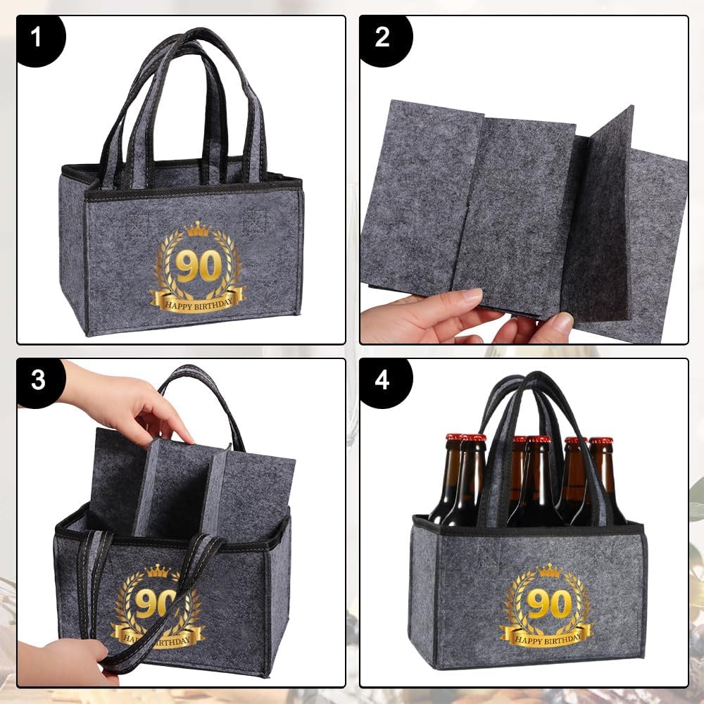 Detalle de Anicy 90th Birthday Gifts Bottle Carrier – 6-Bottle Bag in Grey (UK)