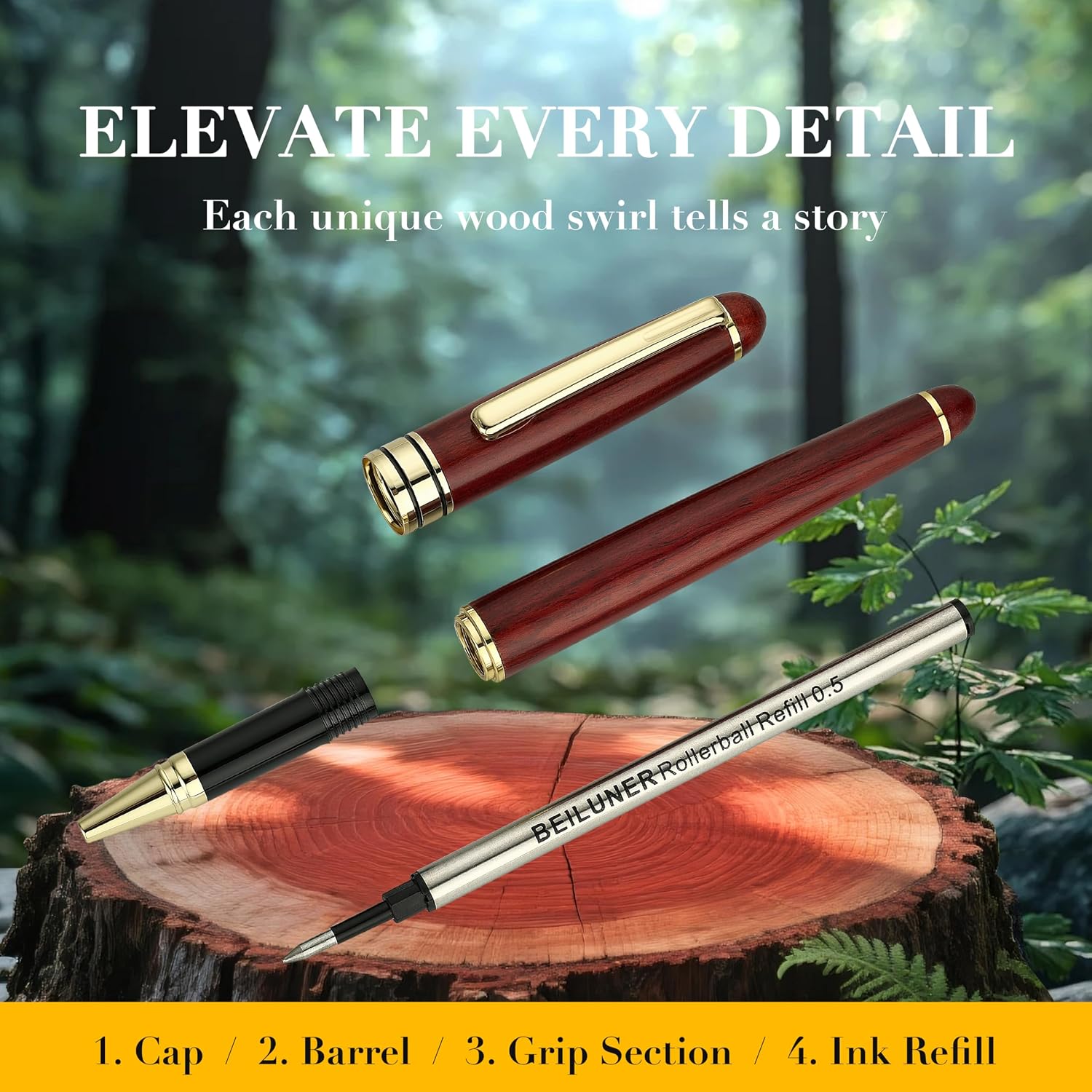 Detalle 2 de BEILUNER Rollerball Pen Set, Rosewood